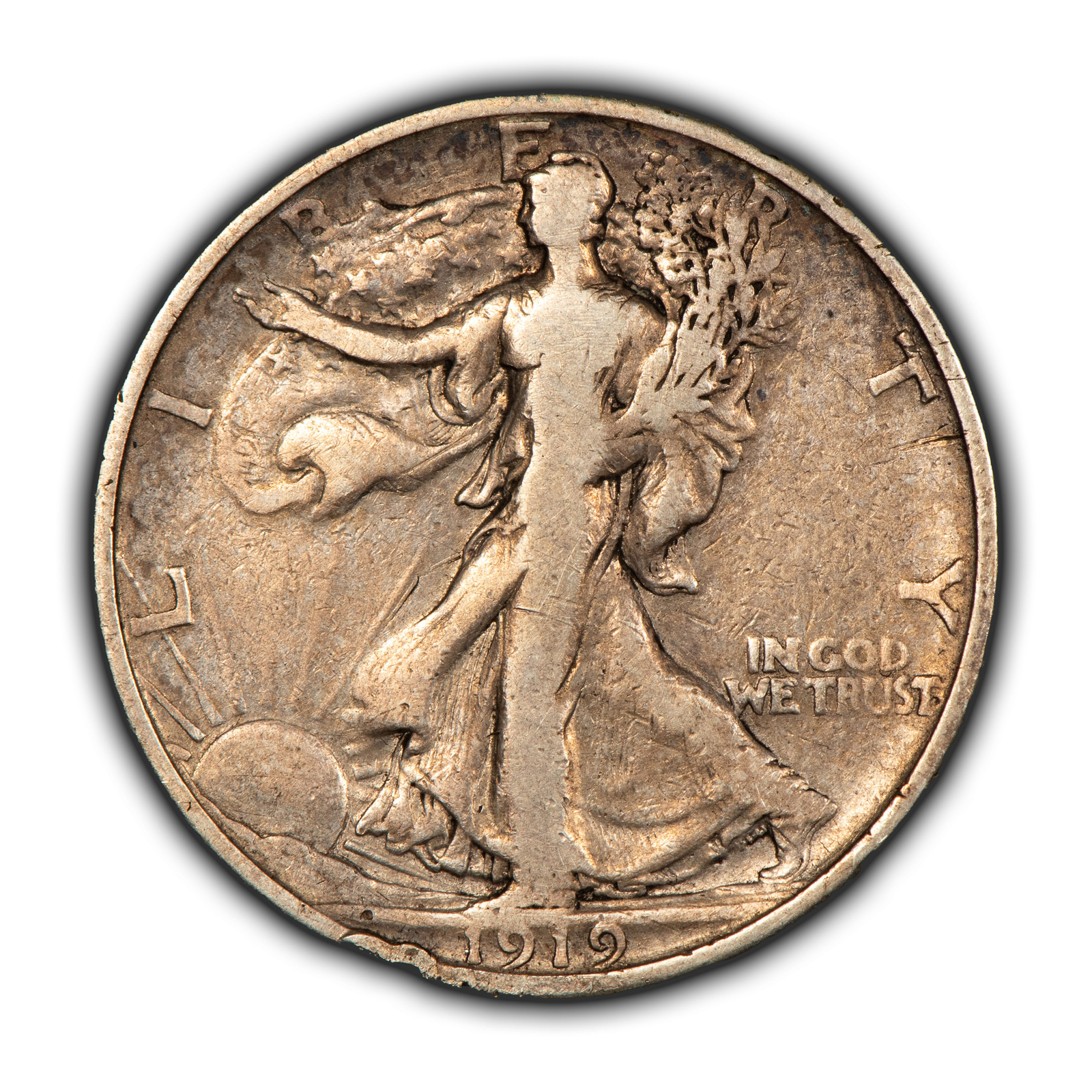 1919-S 50c Walking Liberty Silver Half Dollar - Fine/VF Semi Key Date - H3260