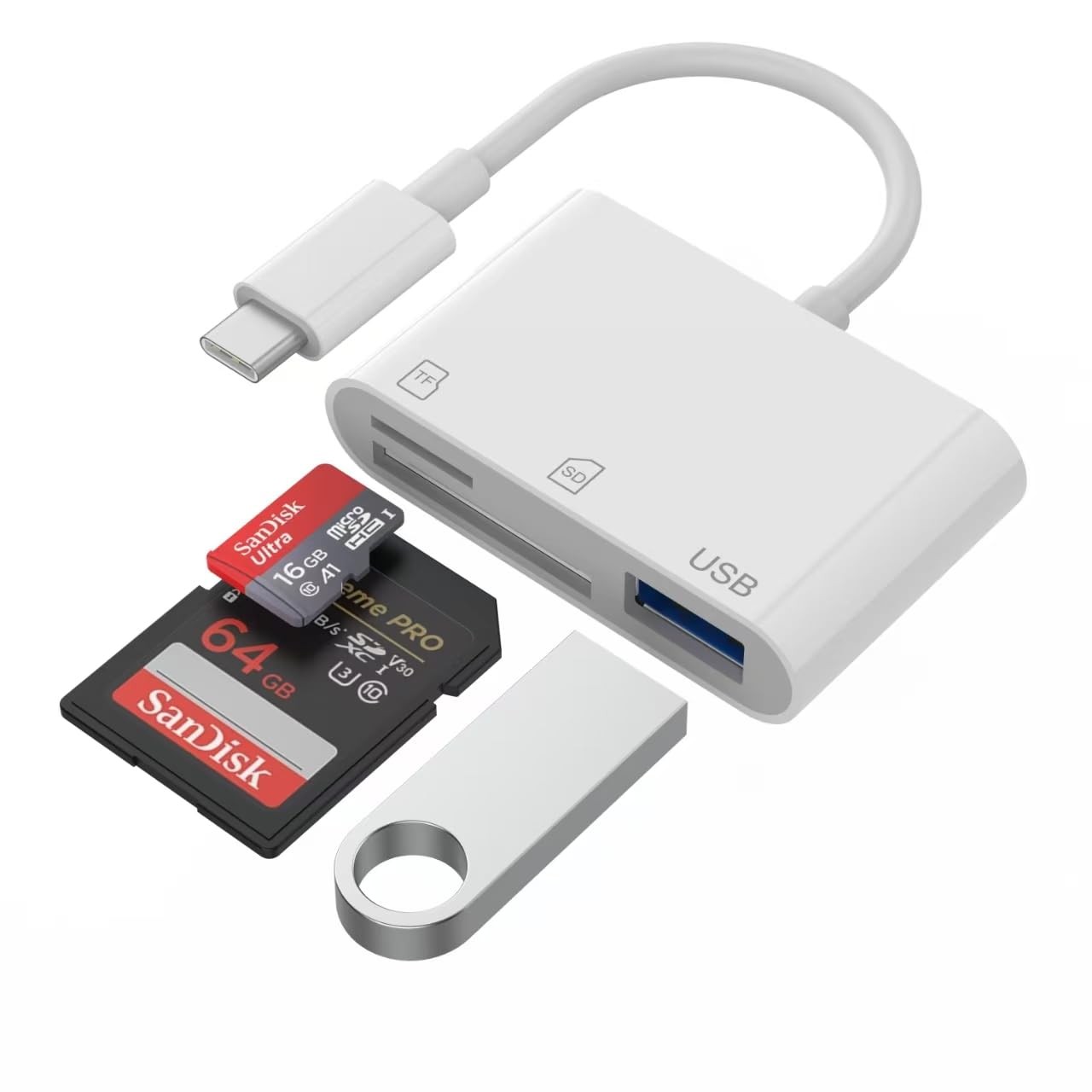 SD Card Reader USB to Micro SD,Dual Slots with Adapter for Digital , iPhone 1...