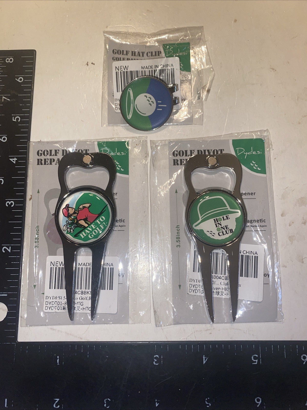 3 Hole in One Club Golf Ball Marker W/ Magnetic Divot Tool Bottle Opener Daydesi
