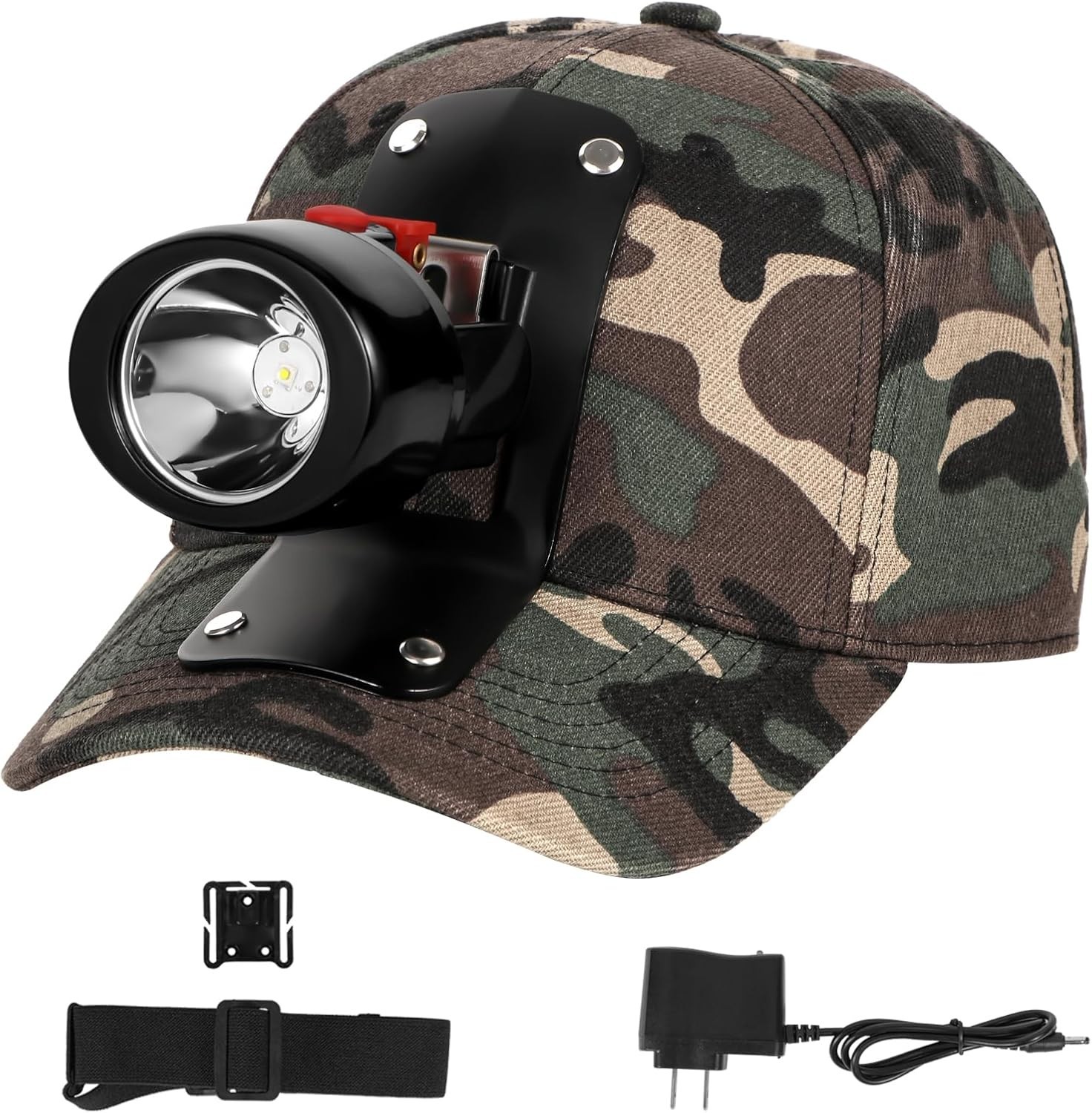Rechargeable Coon Hunting Night Headlamp Light with Cap & Charger - Miner Style