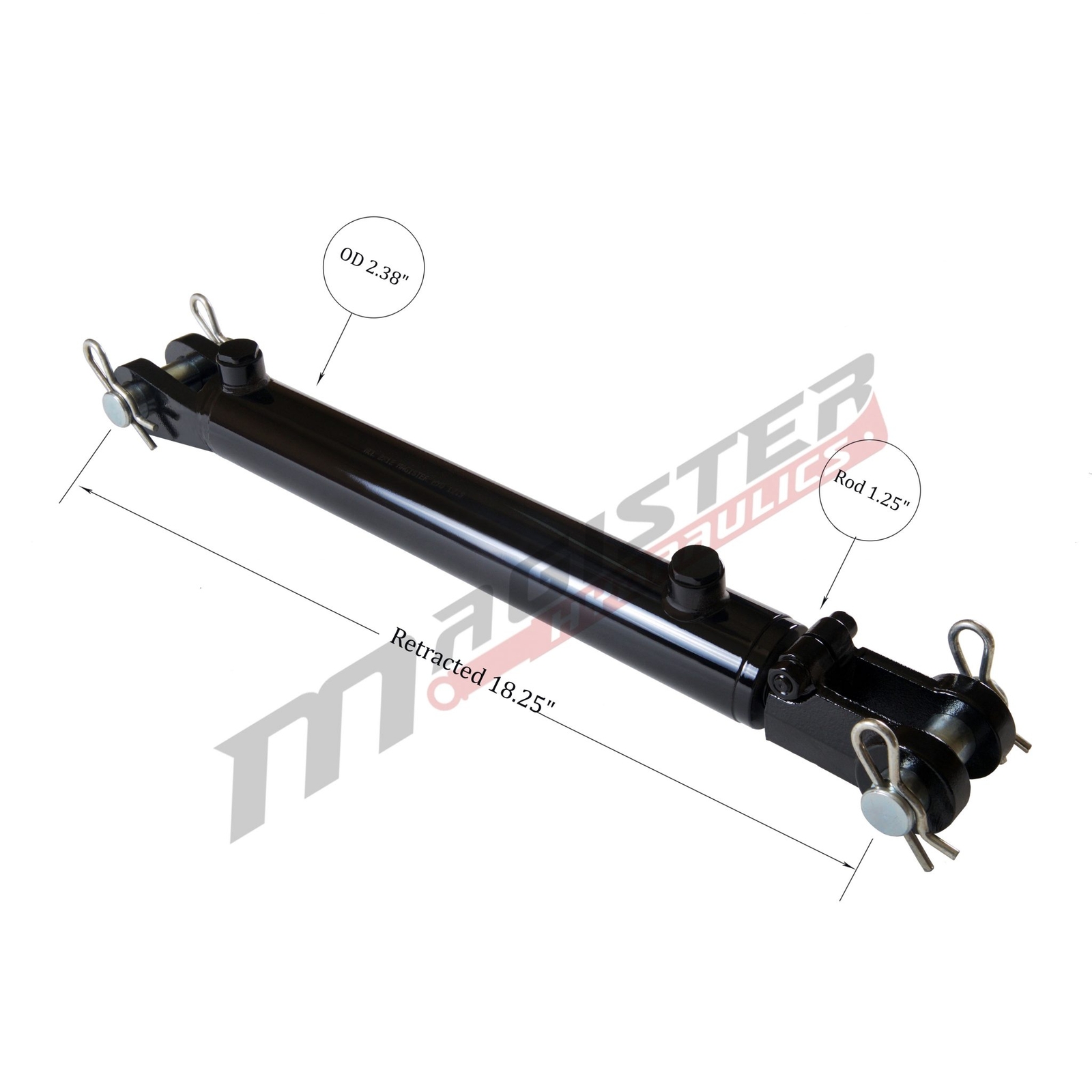 Hydraulic Cylinder Welded Double Acting 2" Bore 8" Stroke Clevis End 2x8 NEW