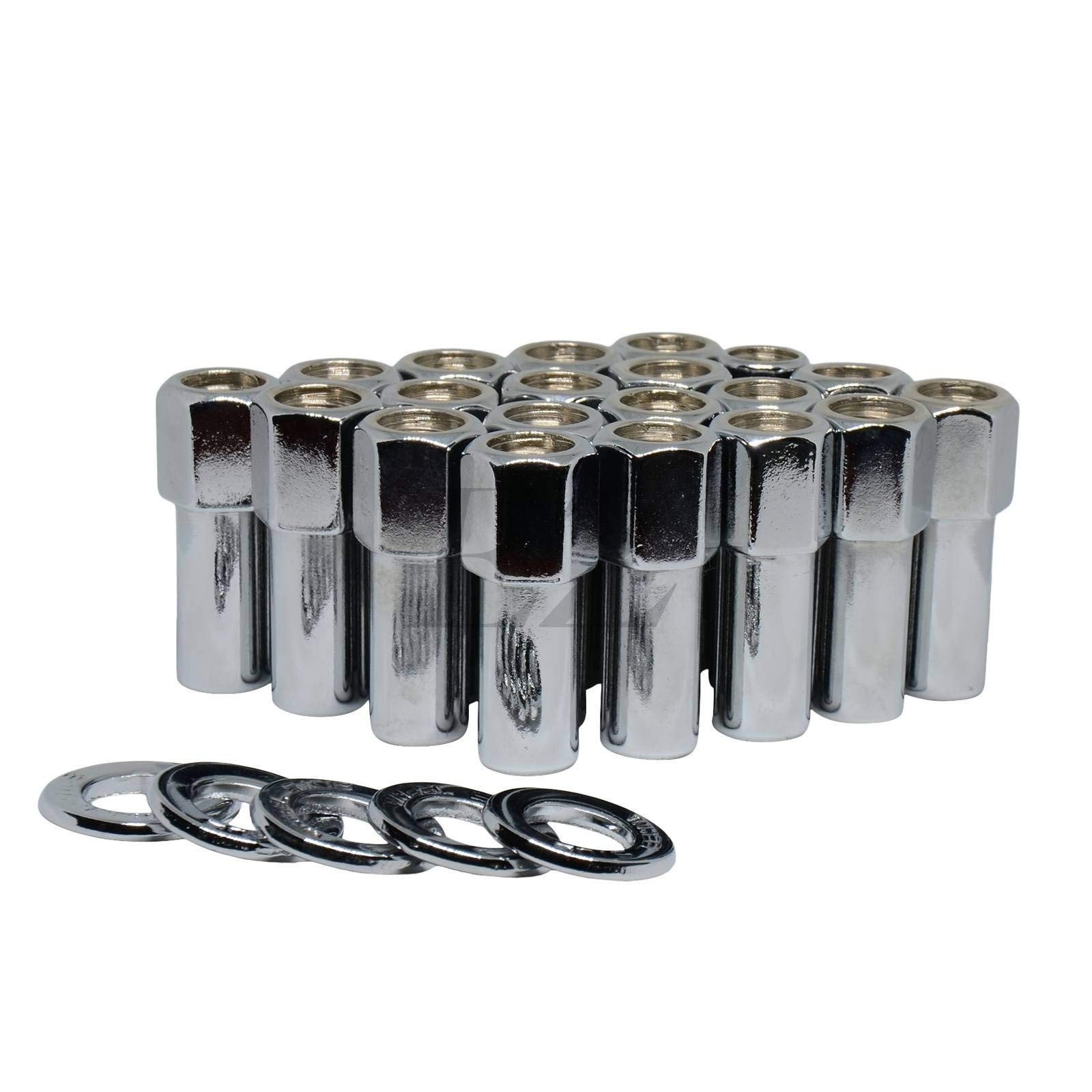 Open End Cragar SST Mag Lug Nut 1/2"-20 with Center Washer Set of 20 Pcs 1/2"