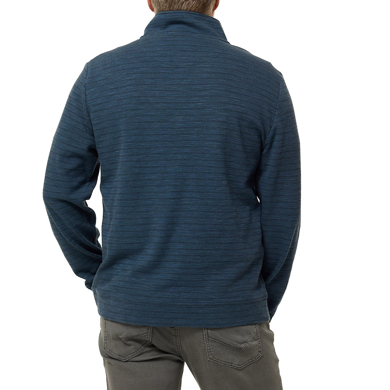 Dockers Men's Quarter Zip Regular Fit Textured Fabric Pullover, Blue, Size M