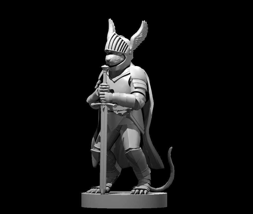 Ratkin Paladin Fighter Knight Adventurer NPC 28mm Scale DND D&D Tabletop Mini