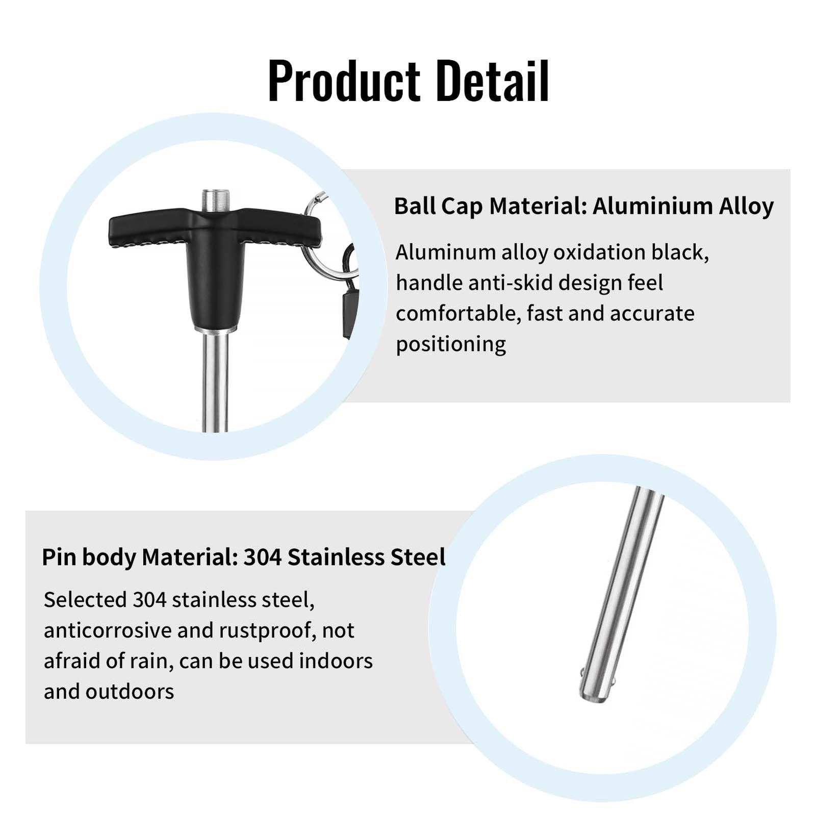 T Handle Quick Release Pin 0.24 Inch Diameter Stainless Steel Ball Locking Pi...