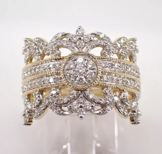 1.50Ct Round Cut Real Moissanite Cocktail Engagement Ring 14K Yellow Gold Plated