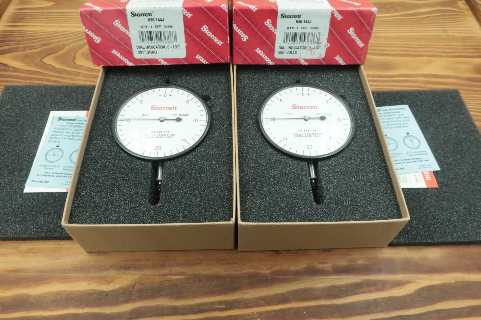 Starrett 656-144J Dial Drop Indicator 0-.100" .001" 0-20-0 EDP 53686 New 1 Per
