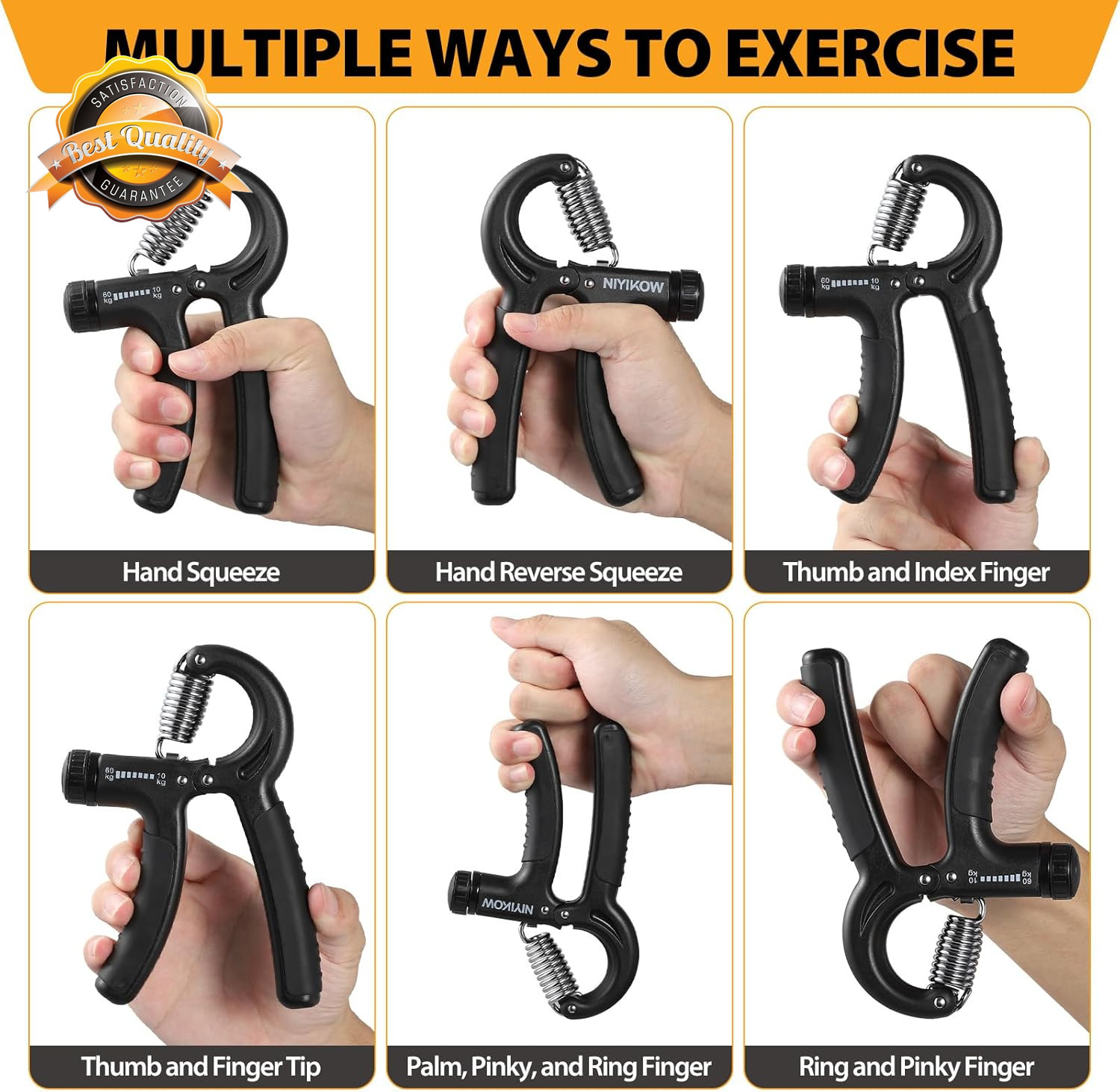Adjustable Hand Grip Strength Trainer 22-132lb Forearm Exerciser 2 Pack