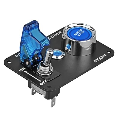 DC 12V Ignition Switch Panel 2 in 1 Car Engine Start Push Button, LED blue