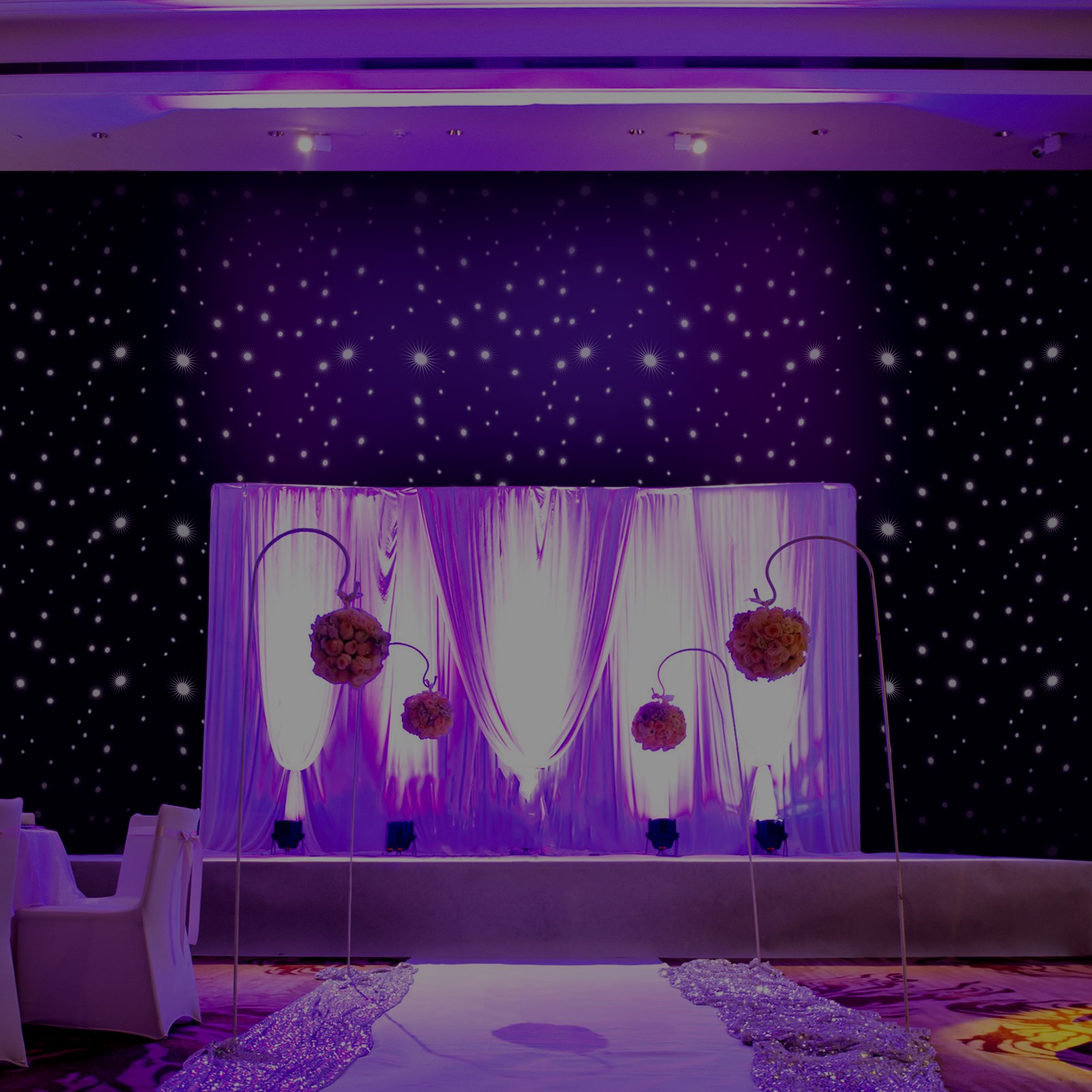 LED Stage Star Sky Background, Stage Background Curtain Set, LED Stage Backdrop
