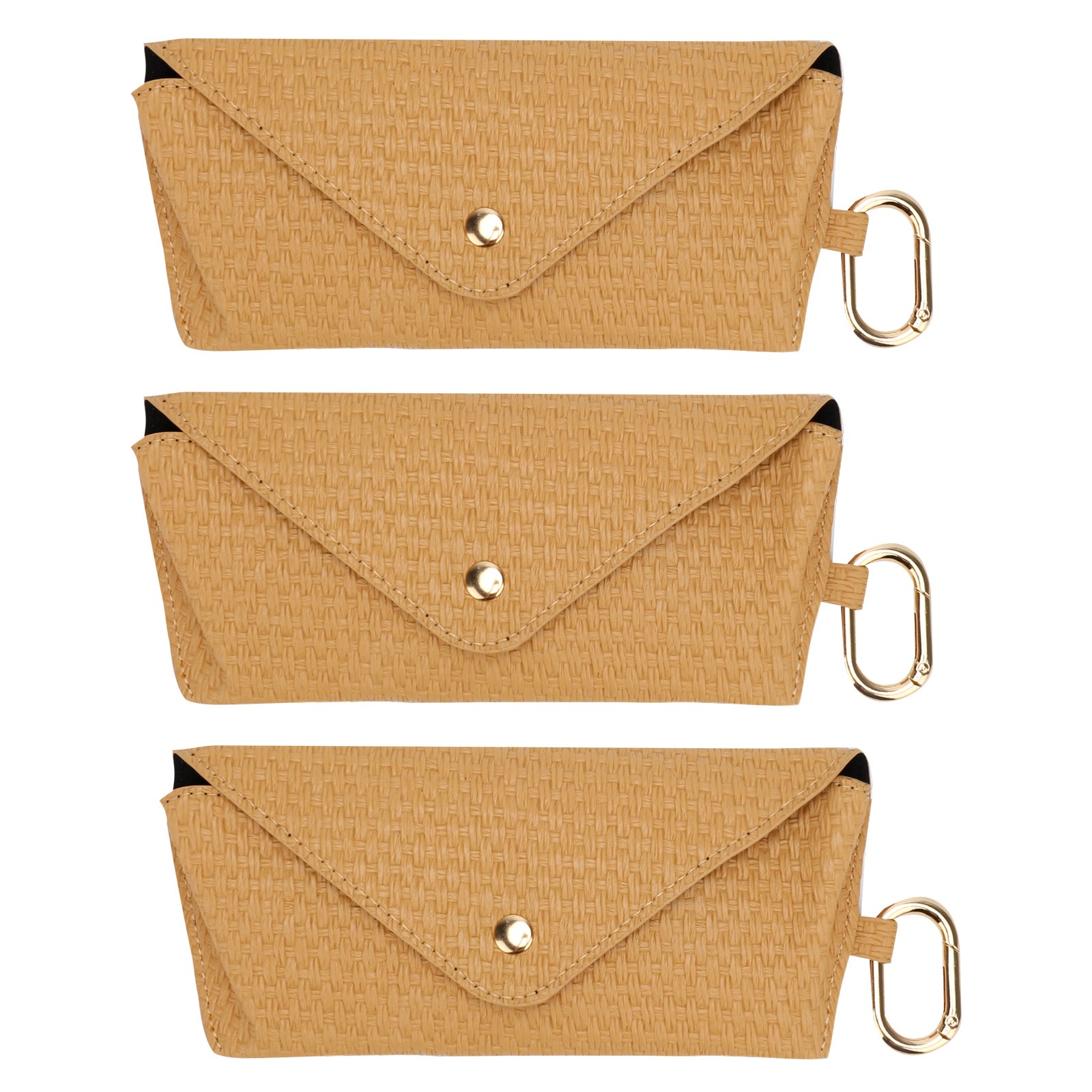 3PCS Rattan Sunglasses Case Hard Shell Eyeglass Protective Pouch for Women Men