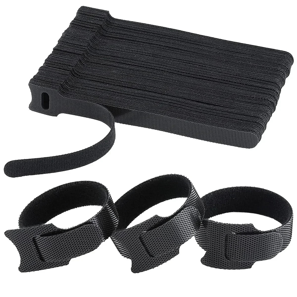 100PCS Reusable Cable Management Organizer – Hook & Loop Adjustable Straps for