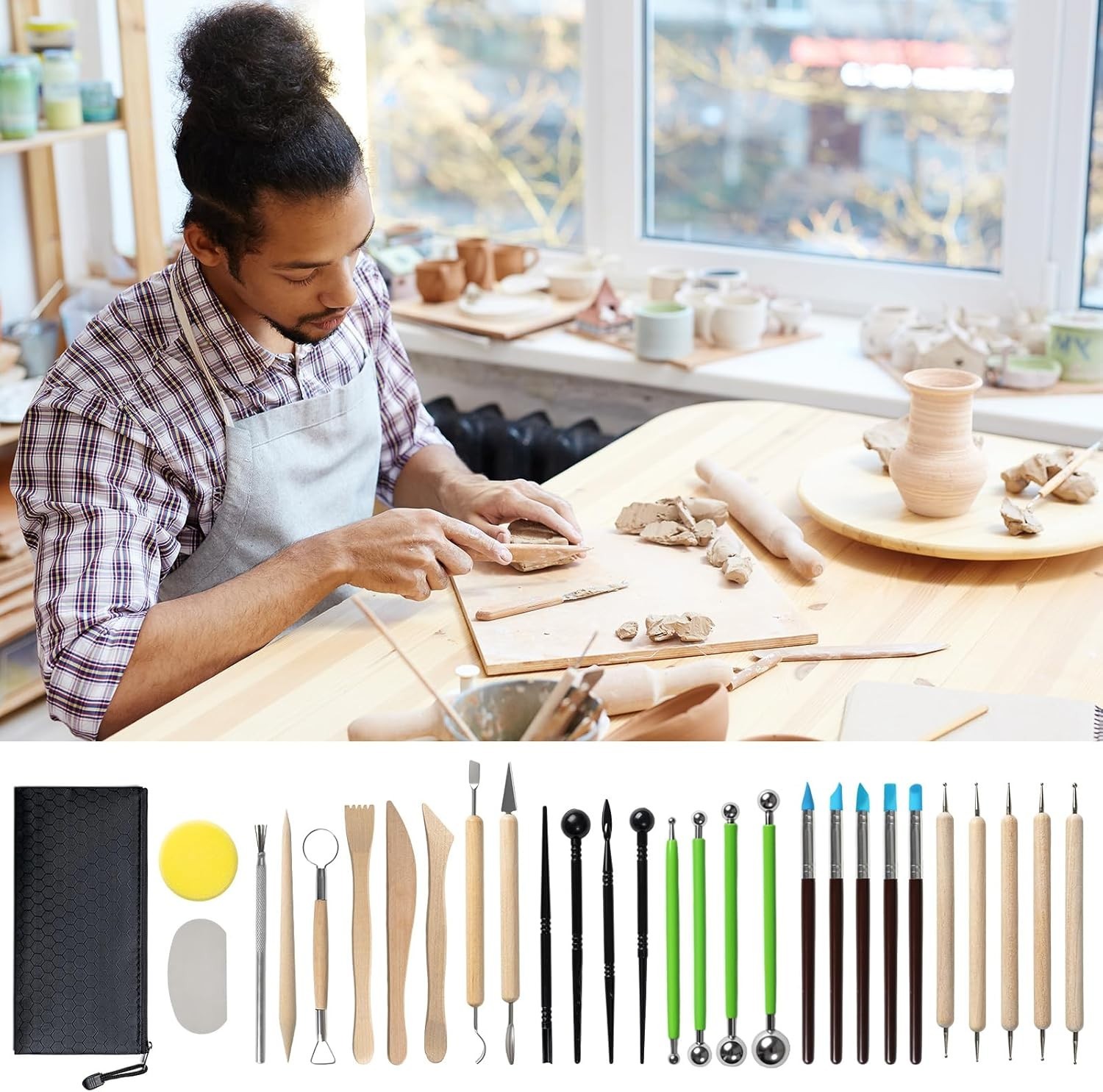 29 PCS Clay Sculpting Tools Kit Pottery Modeling Carving Set for Beginners
