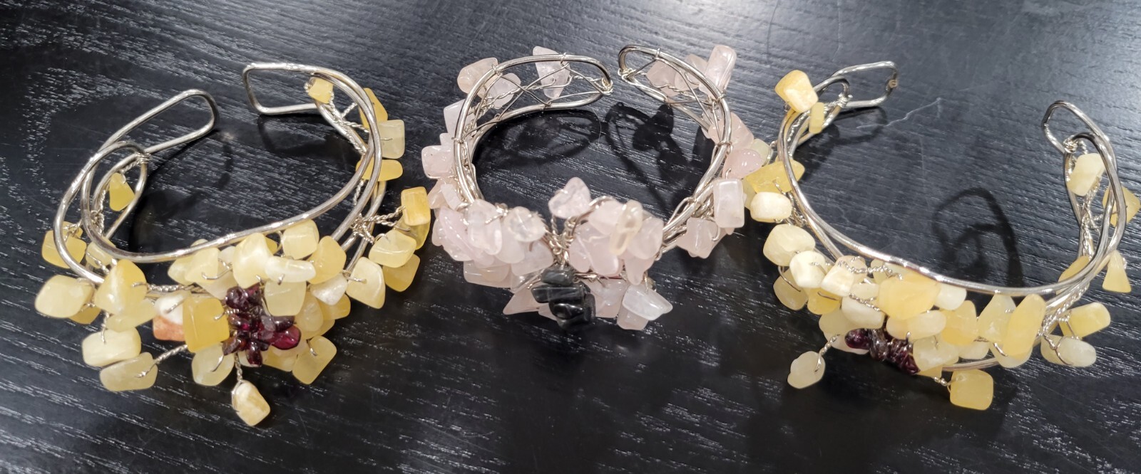 Vintage Handmade Gemstone Bead Wire Bracelet