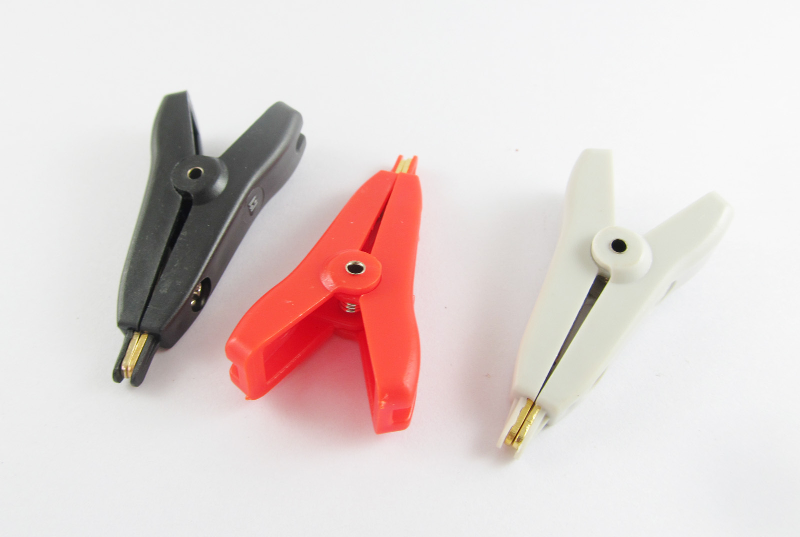3pcs Copper Alligator Kelvin Test Clip Clamp Gold Plated Red Black Gray New