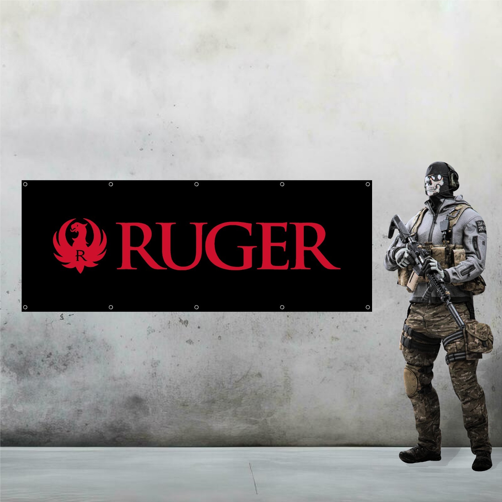 RUGER 36in x 96in Vinyl Banner - Mancave Gun Room Wall Art