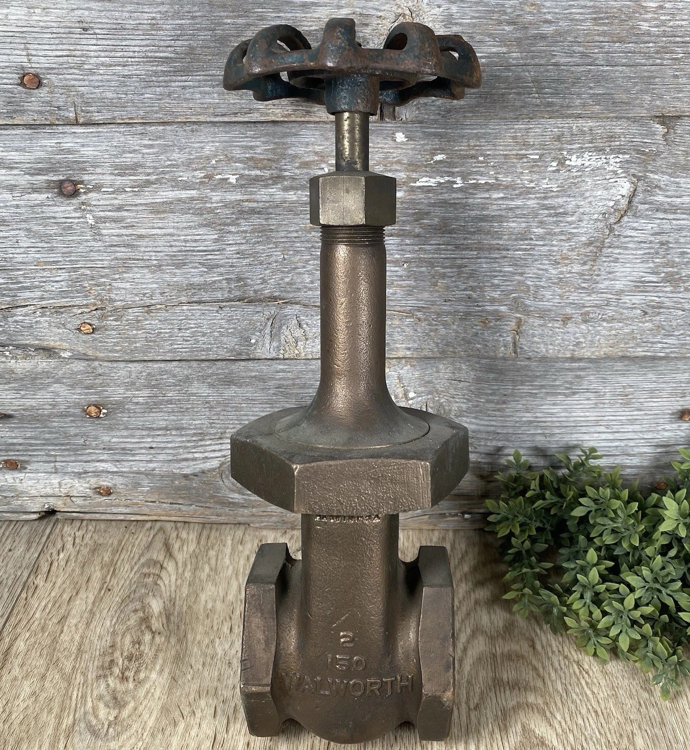 Old Walworth Brass Gate Valve Rising Stem 2 Inch, Works 150 USA, 12” Height