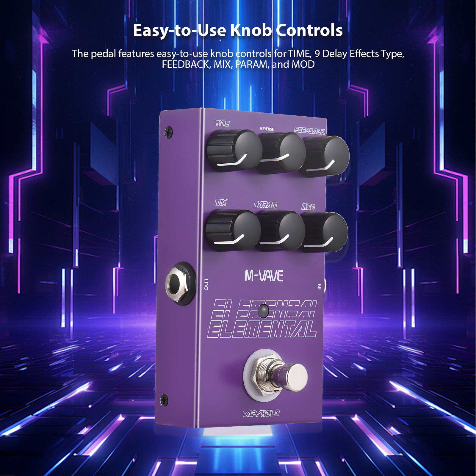 M-VAVE ELEMENTAL Electric Guitar Delay Pedal with 9 Metal Effects