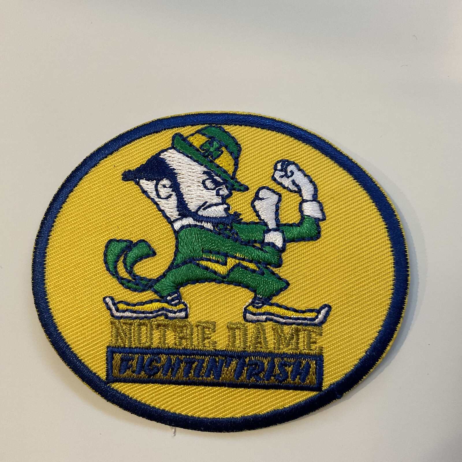 NOTRE DAME FIGHTIN' IRISH vintage iron on embroidered patch 3” X 2.5