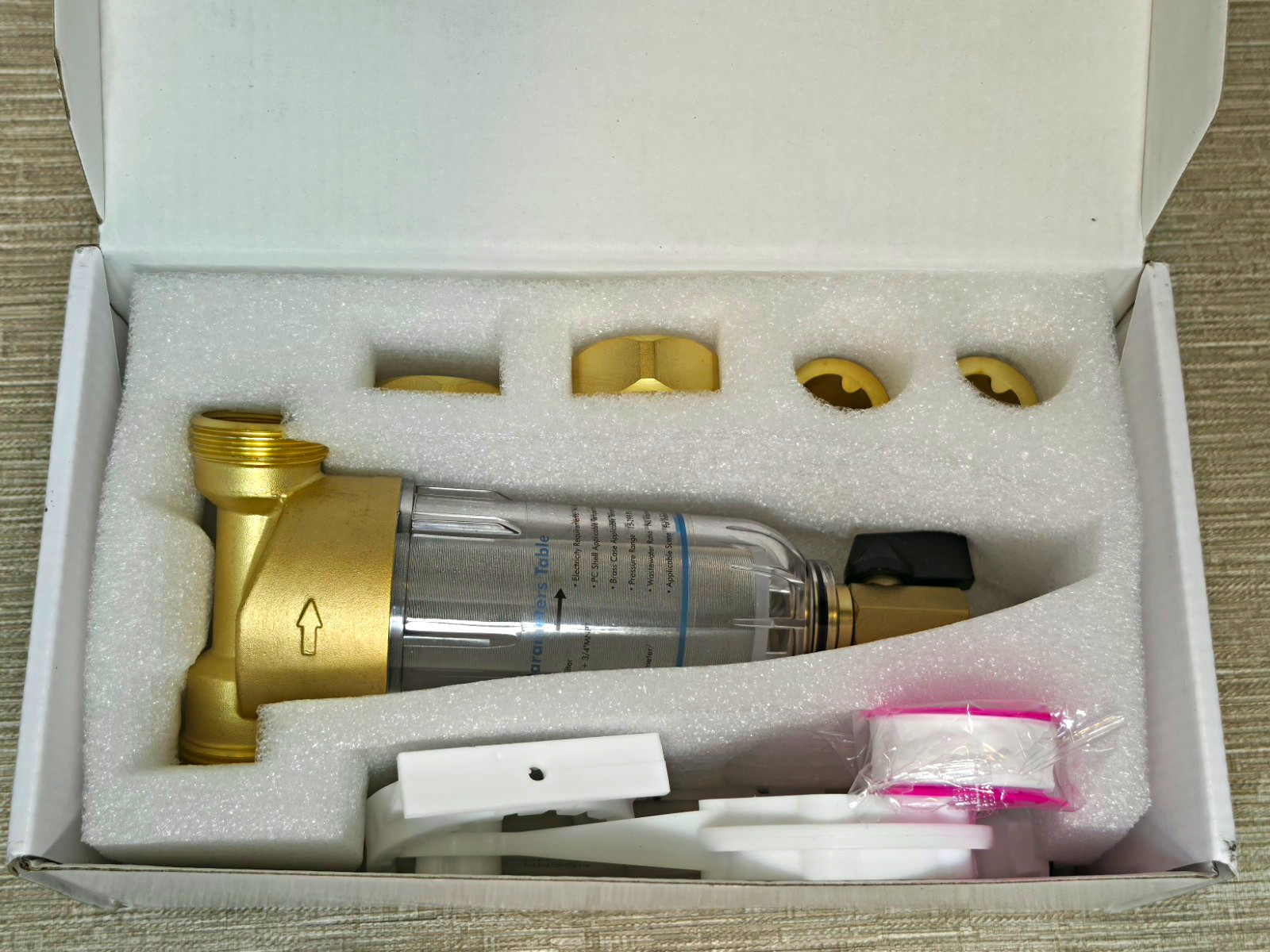 GIP Water Purifier Inline Water Filter 1/2in Home Fitting Kit Gold/Clear
