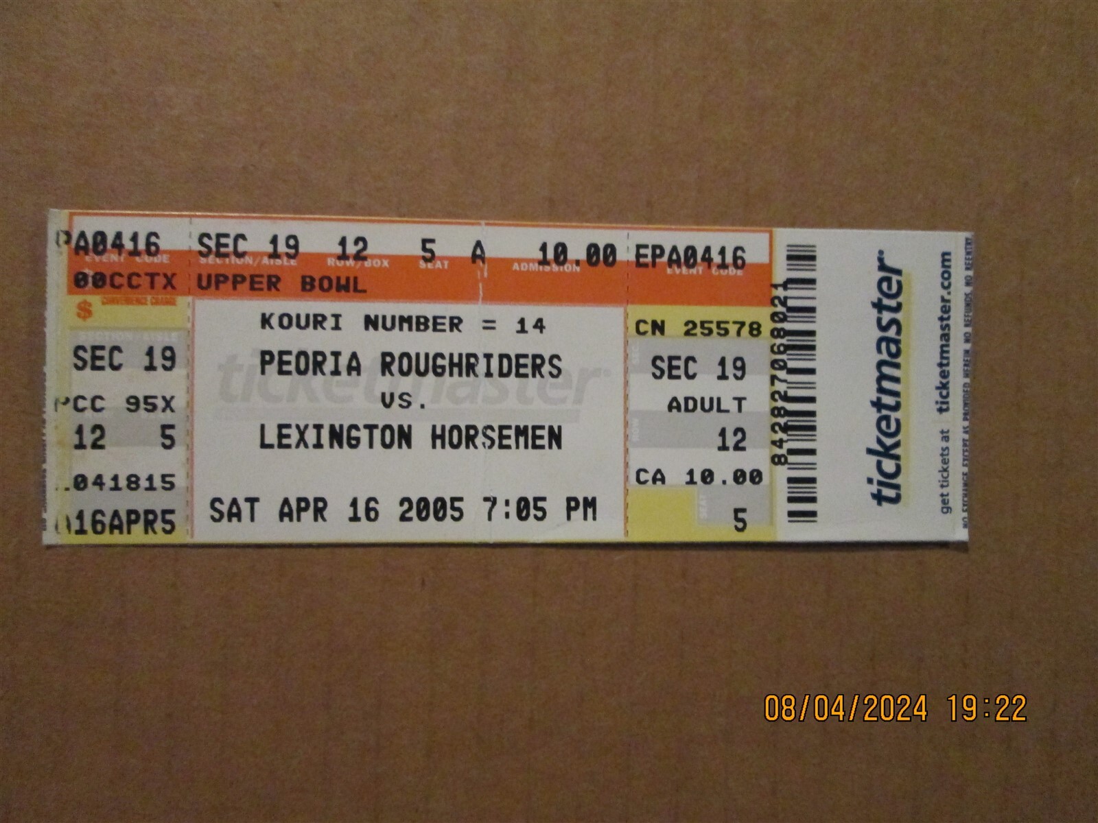 UIF Peoria Roughriders vs. Lexington Horsemen Vintage Defunct 2005 Full Ticket