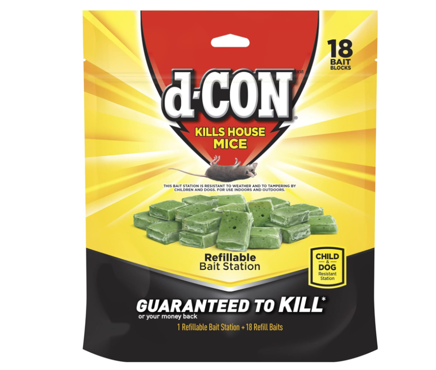 d-CON Refillable Corner Fit Mouse Bait Station, 1 Trap + 18 Bait Refills