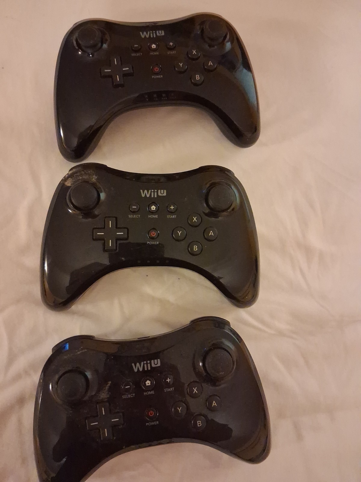 Nintendo Wii U Pro Controller Lot Of 3 - Black