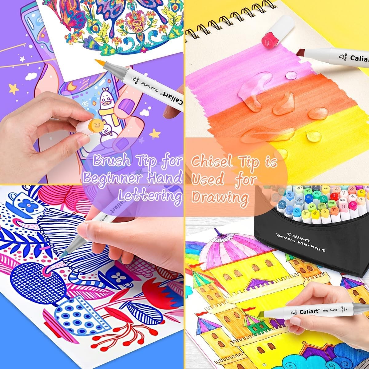 51 Multicolor Brush & Chisel Dual-Tip Markers - Perfect for Art Enthusiasts