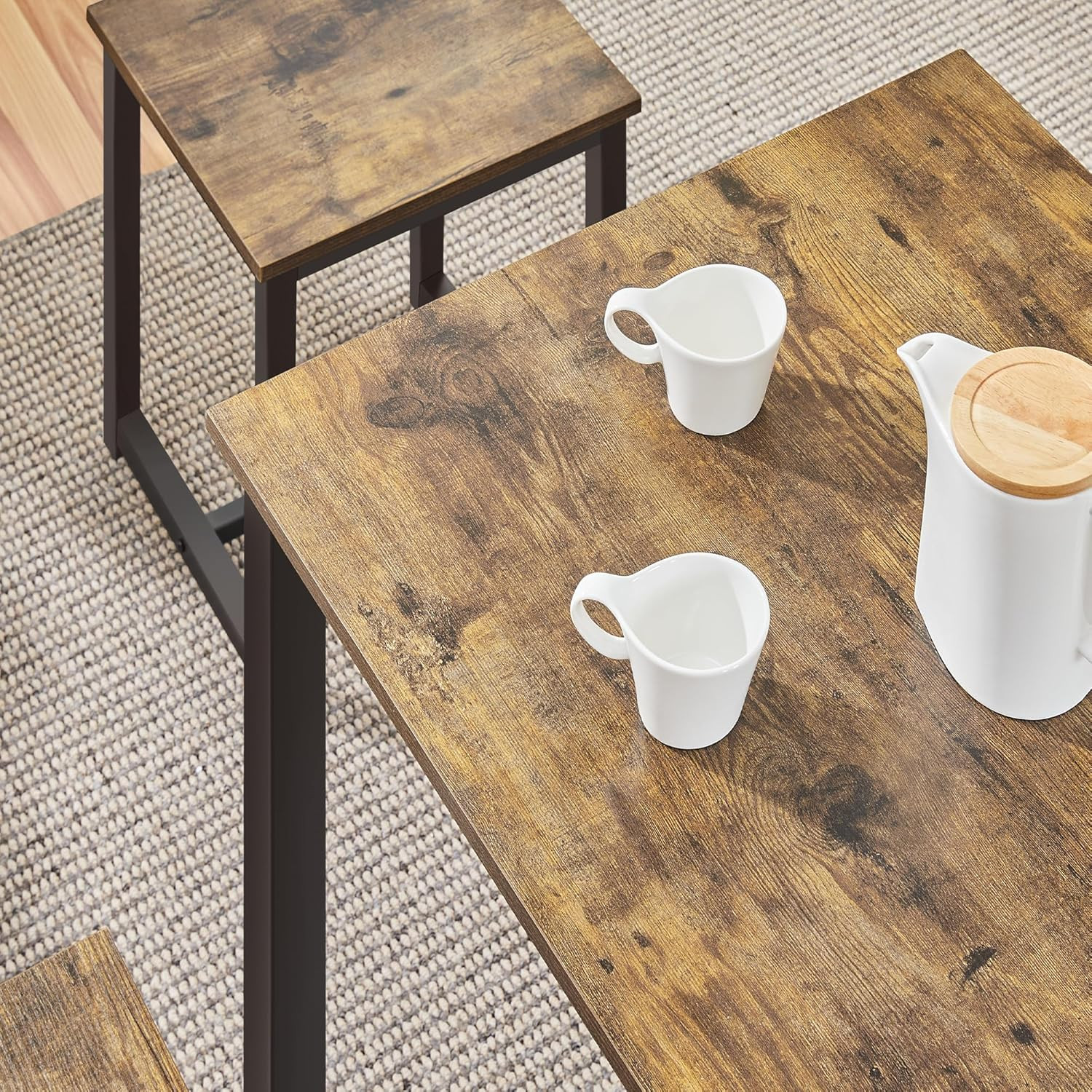 3 Piece Dining Table Set - Kitchen Table & Chair Set - Breakfast Nook Table W/ 2