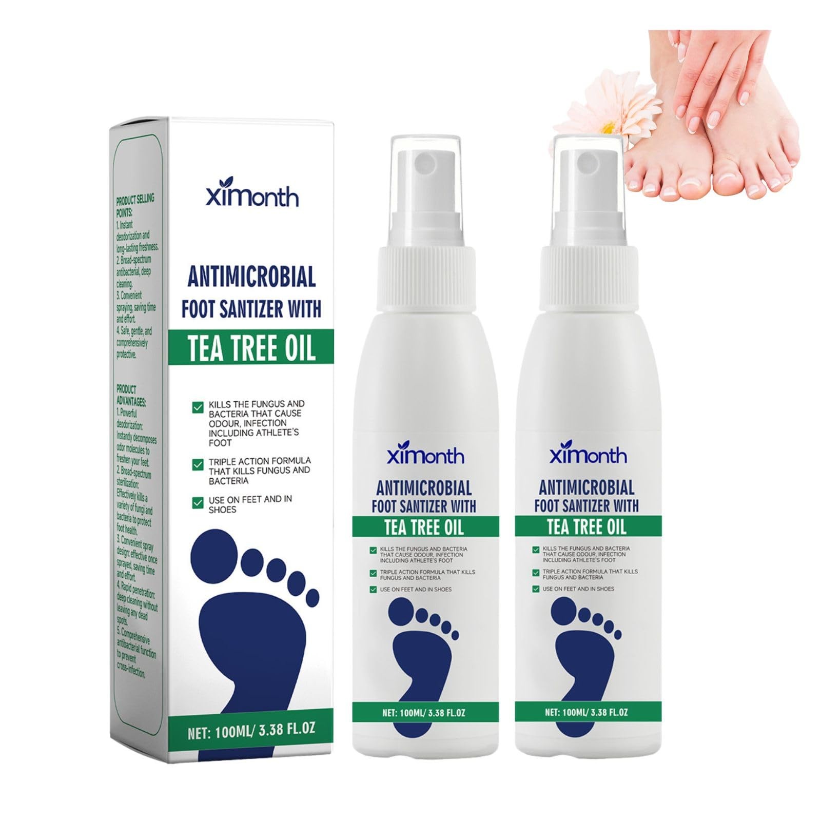 2PCS Foot Spray with Tea Tree Oil,Tea Tree Oil Spray for Foot,Clearing Foot &...