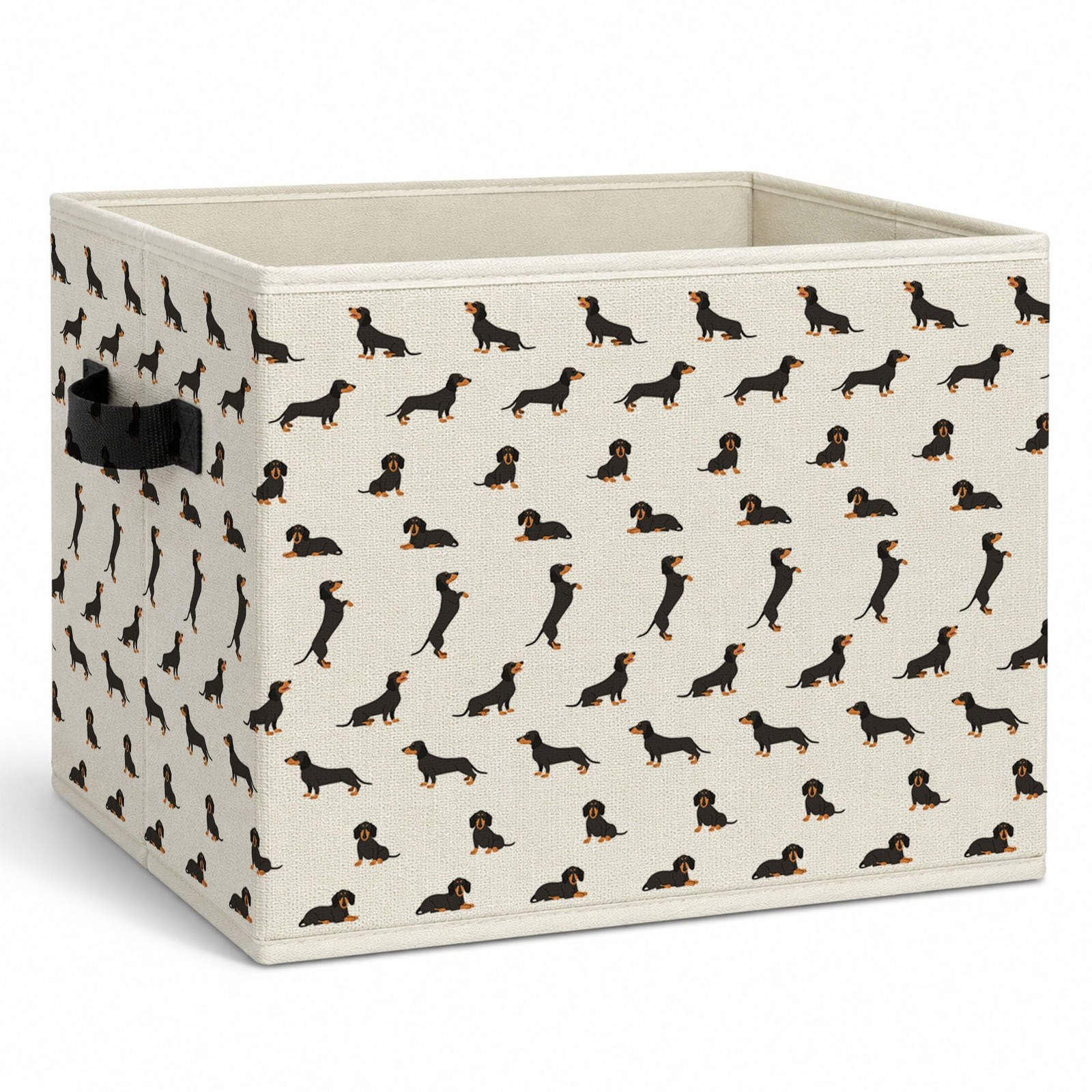 Rustic Dachshund Storage Bin - Large Canvas Toy Box with Reinforced Handles, ...