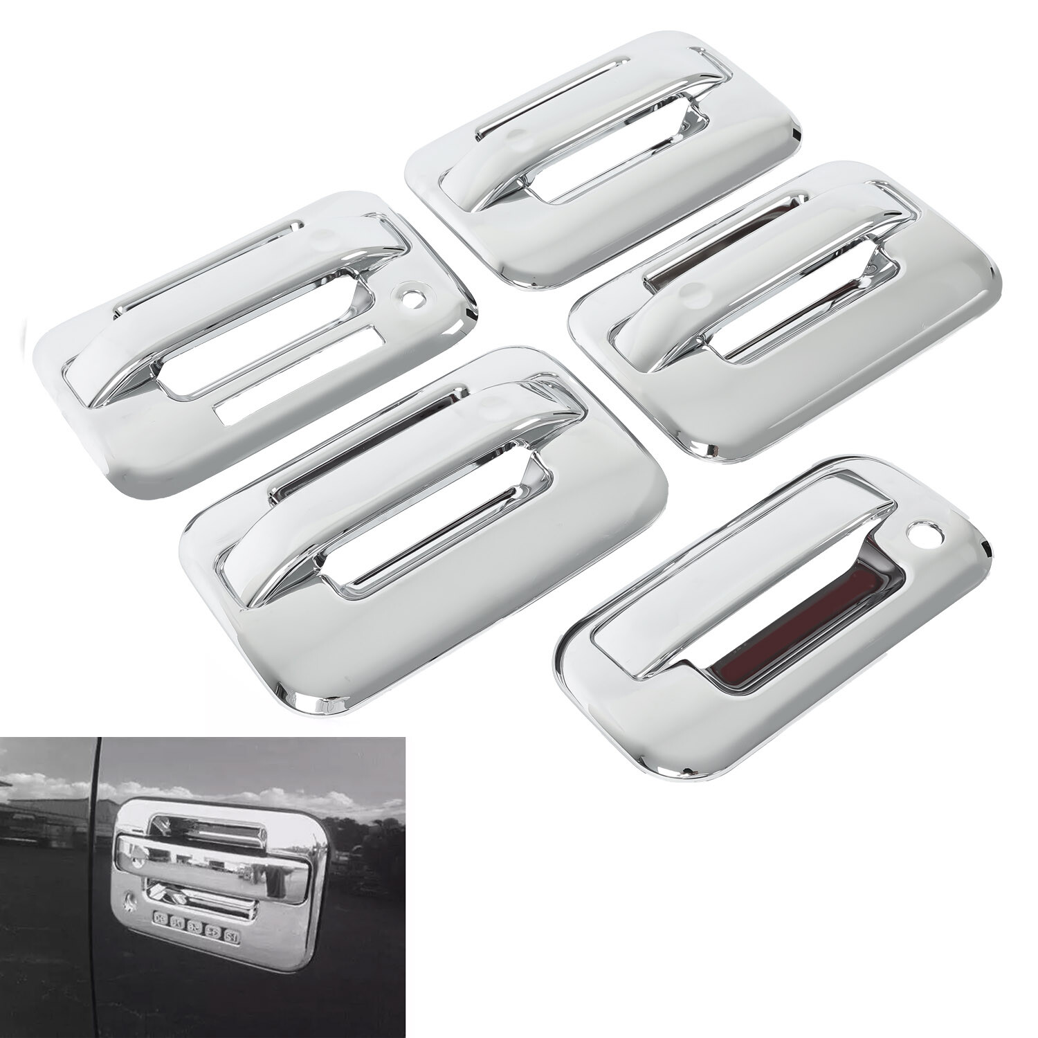 Chrome 4 Door (With Key Pad) + Tailgate Handle Covers Fits 2004-2014 Ford F150