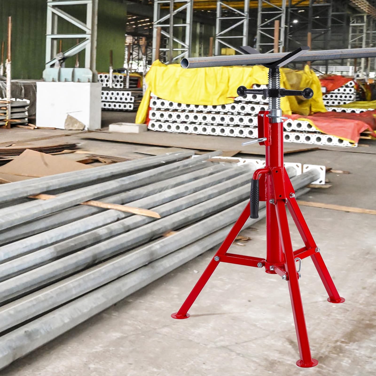 ✨V-Head Pipe Stand 28"-52" Height Pipe Jack Stand 2500Lb Capacity Heavy-Duty