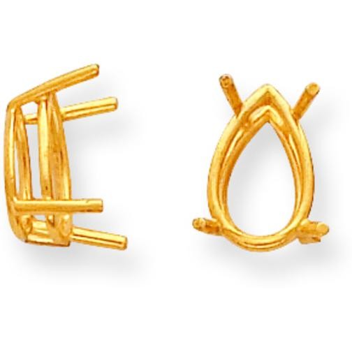 14K Gold 4 Prong Pear Wire Basket Setting 10x7mm