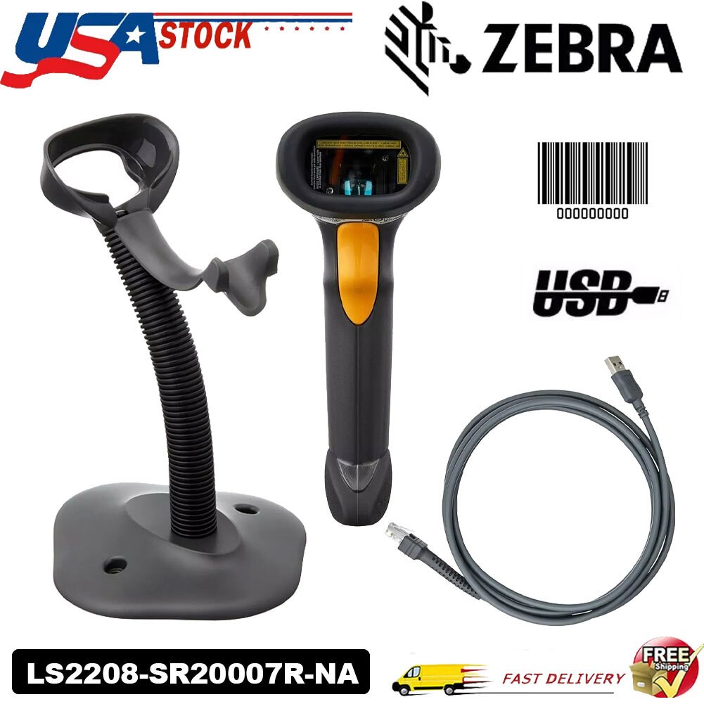Zebra Symbol LS2208-SR20007R-NA Handheld Barcode Scanner Reader W/ USB Cable US