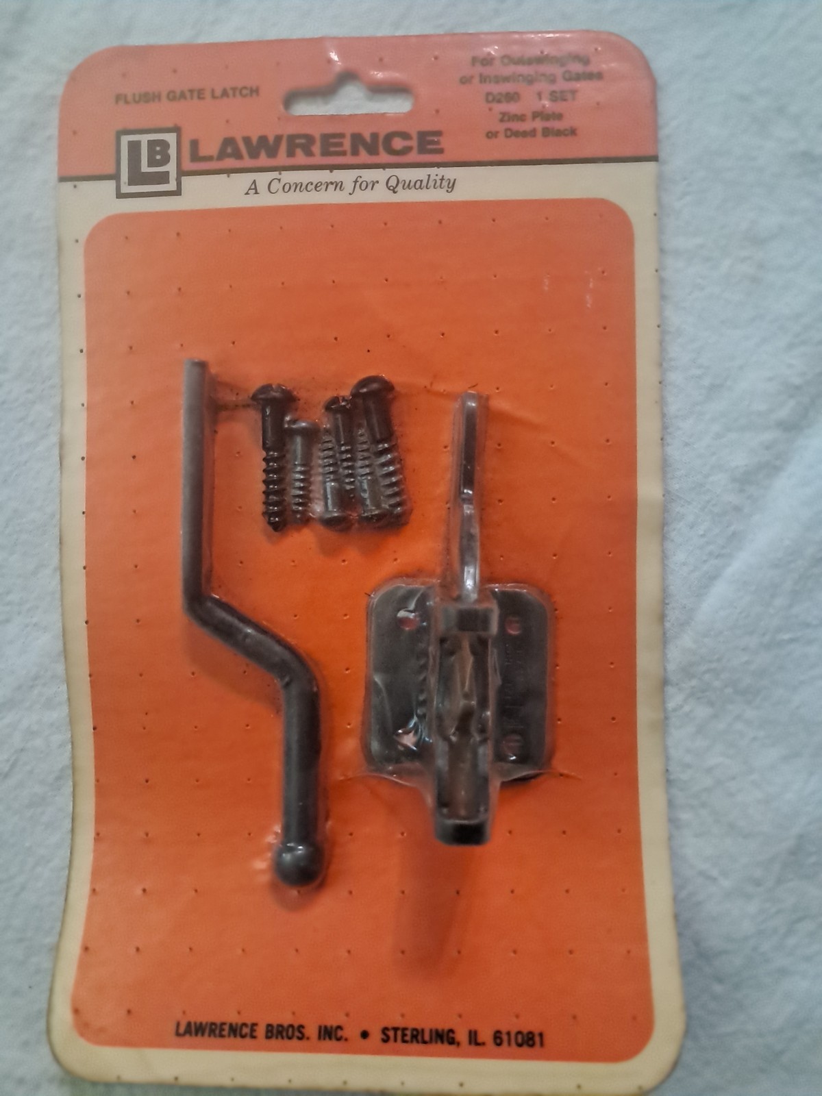 Lawrence Bro Sterling Il Flush Gate Latch Out/In Swing D260 1 Set Zinc Plate