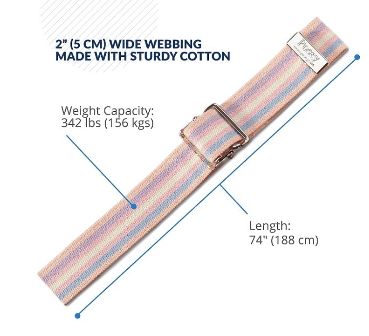 74 Inch Pastel Gait Belt for Seniors and Fall Risk Individuals Machine Washable