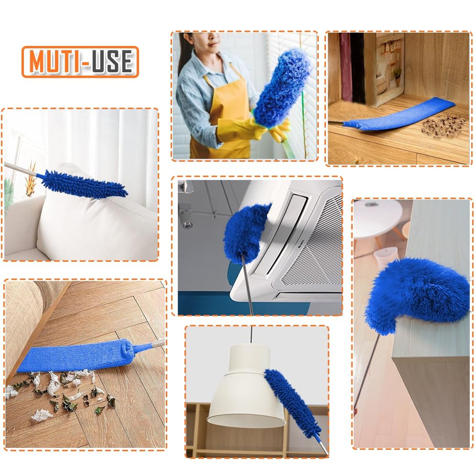 Microfiber Feather Duster, 6PCS Extendable Bendable Dusters with 100" Telesco...