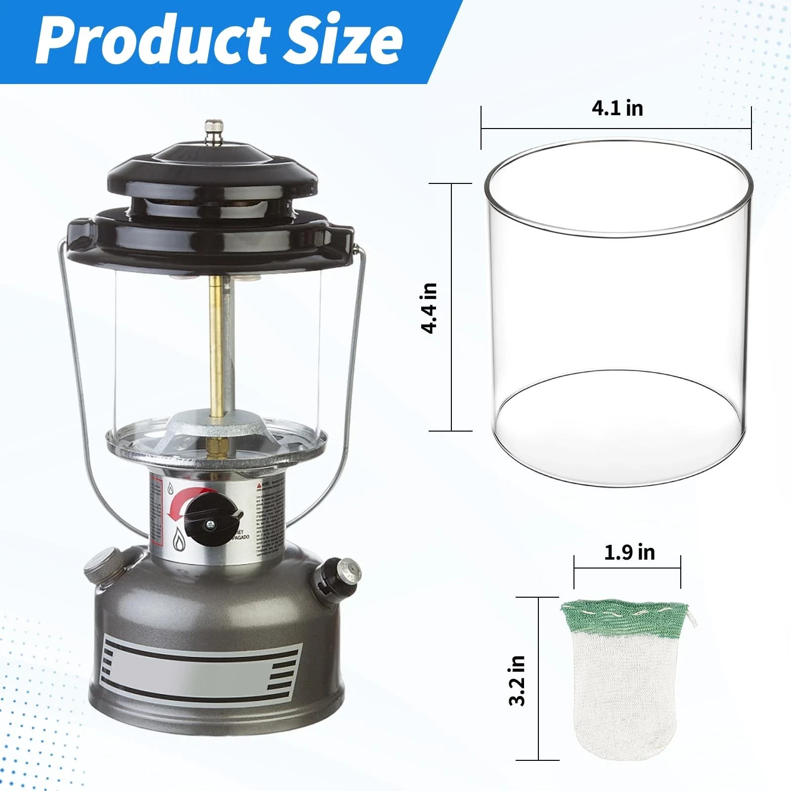 10-Pack Propane Lantern Mantles with Glass Globe: U-Shape & Standard Replacement