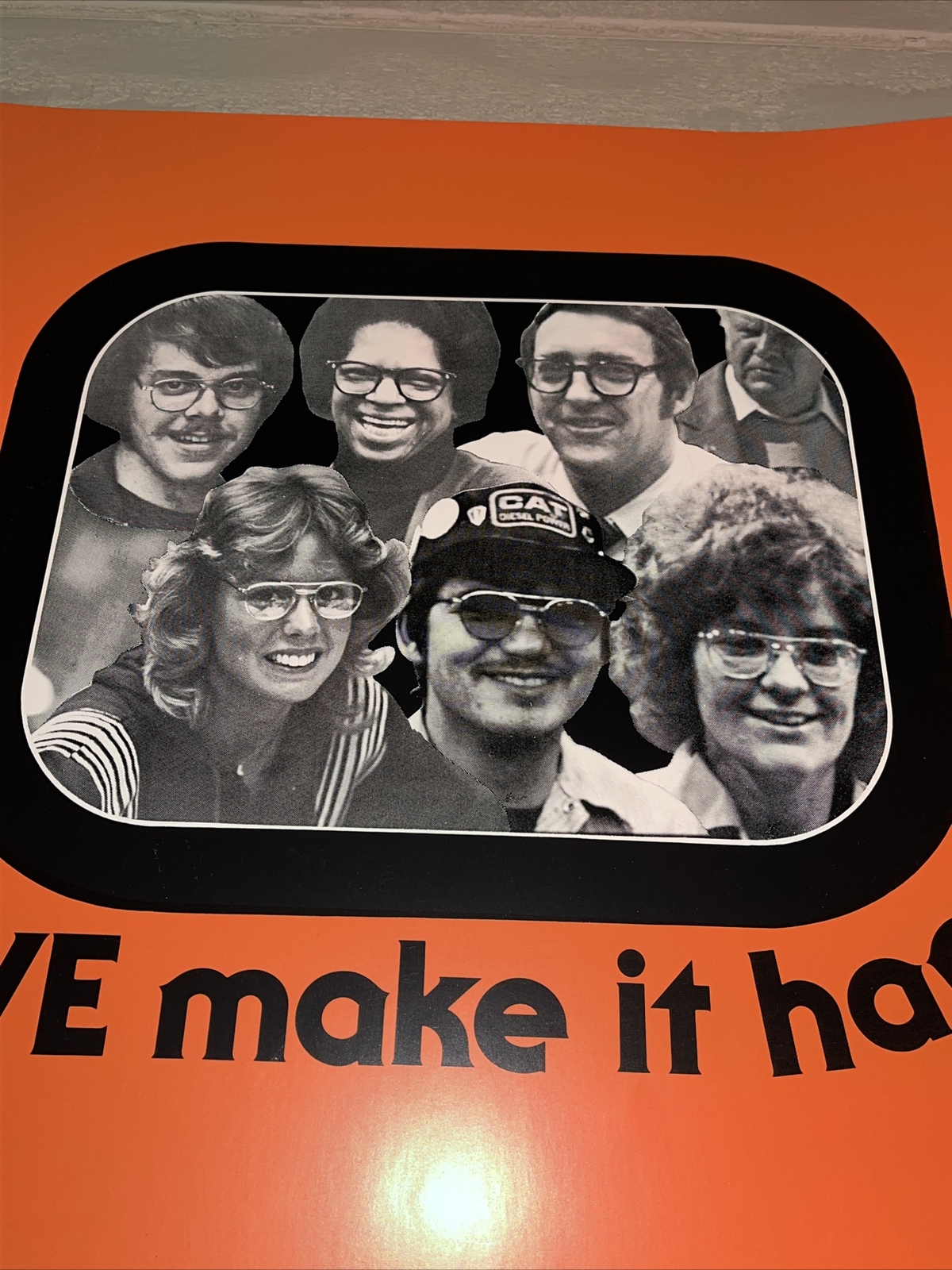 Vintage CAT 3 Poster Sign - We Make It Happen - Employees Photo Team