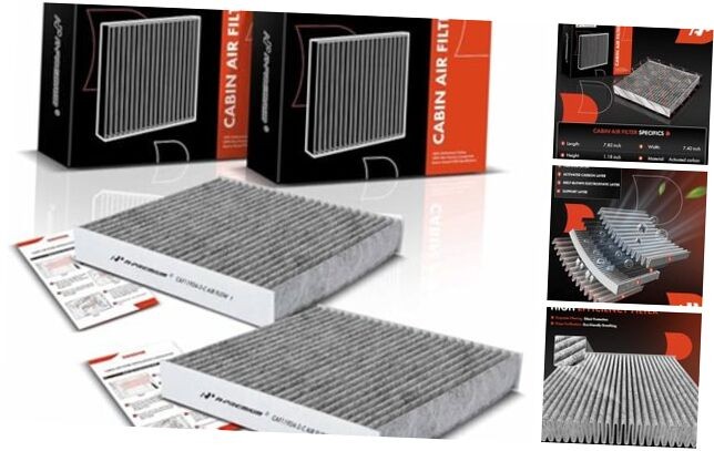2-PC Cabin Air Filter with Activated Carbon Compatible with Fiat 500 2012