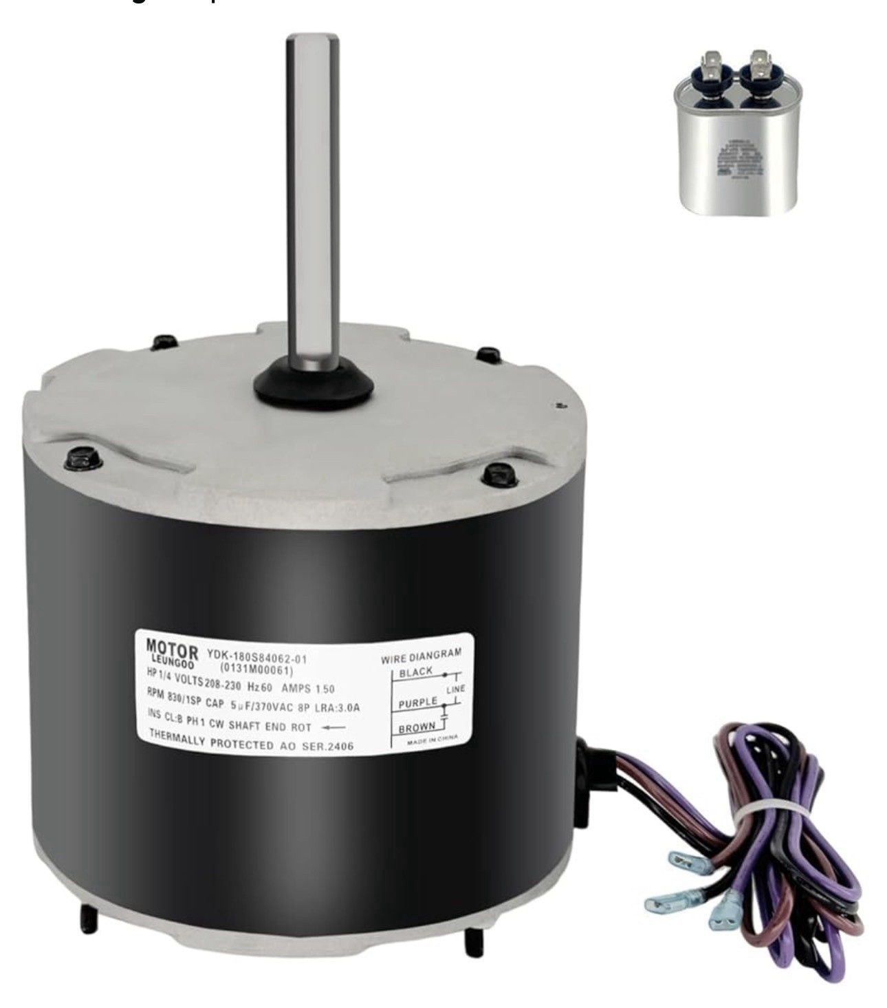 New 1/4 HP 208/230V 1.5A 830RPM Condenser Fan Motor Goodman-Amana 0131M00061SP