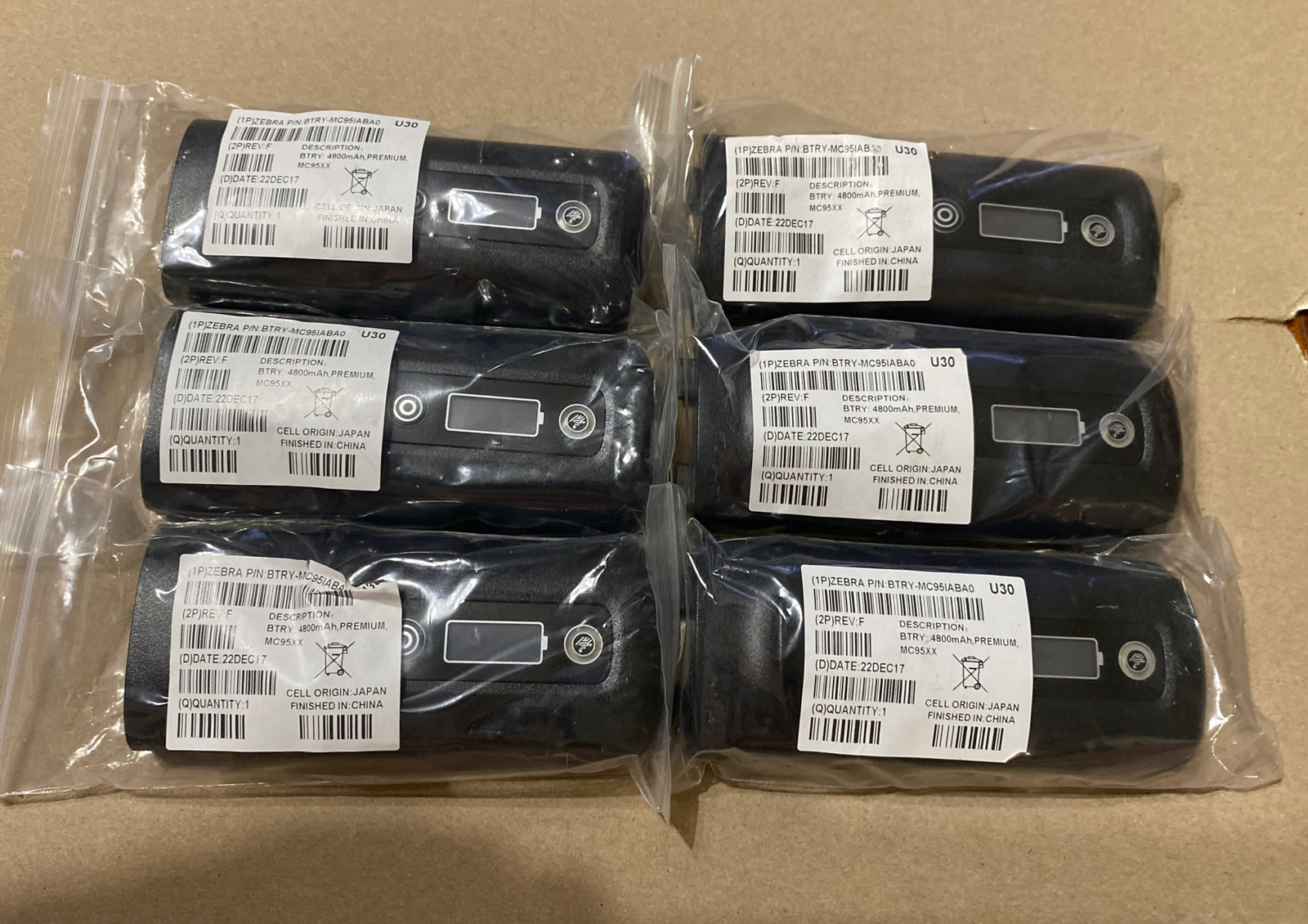 Motorola/Zebra BTRY-MC95IABA0 4800 mAh Handheld Battery for MC9500 - QTY 6