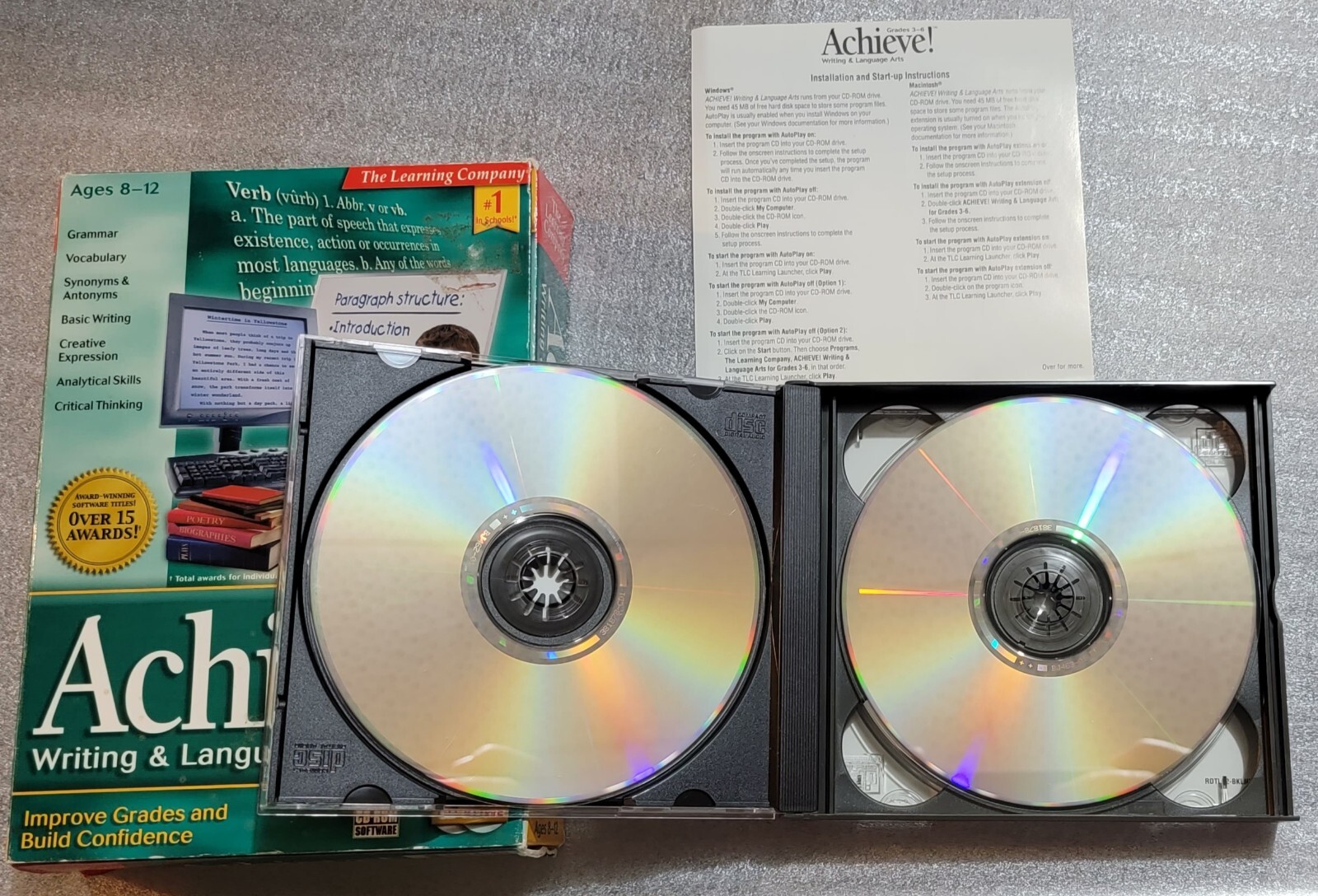 Achieve! Writing & Language Arts Grades 3-6 CD Learning Software Windows & Mac