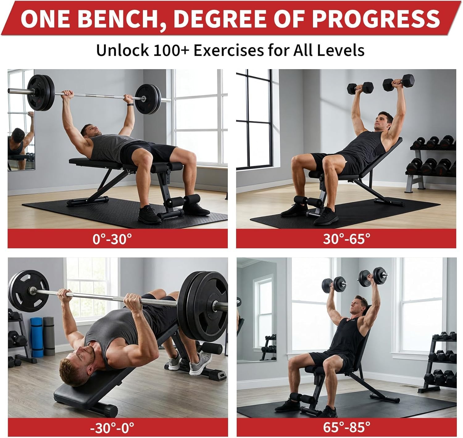 Adjustable Weight Bench Foldable Flat Incline Decline Workout Bench Home Gym