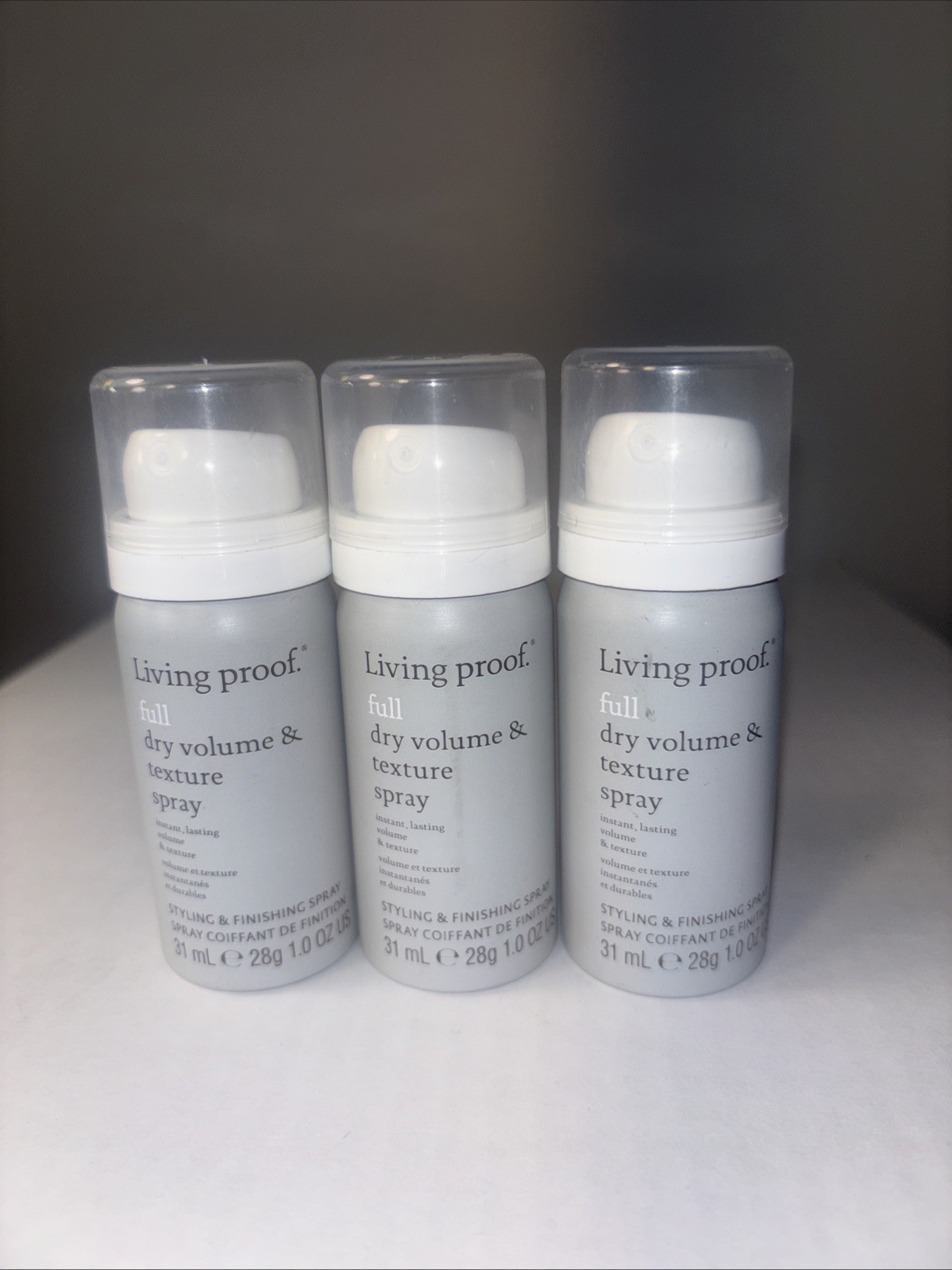 3x Living Proof Full Dry Volume Hair Spray 1oz (each) Travel size Lot of 3