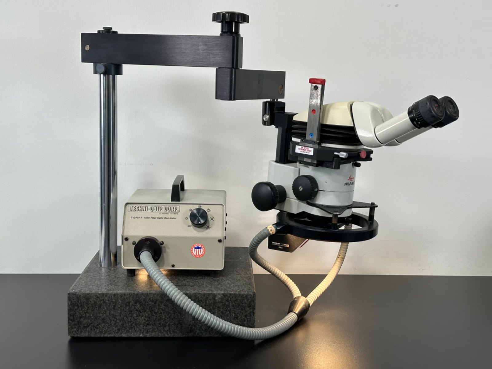 Leica Wild M3Z Stereo Zoom Microscope w/ Boom Stand Ring Light Techni-Quip Illum