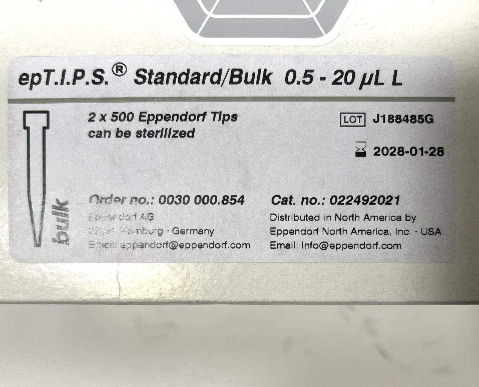 Eppendorf 022492021 ep T.I.P.S. Standard 0.5 - 20 uL  (2 Bags x 500 Tips)  NEW