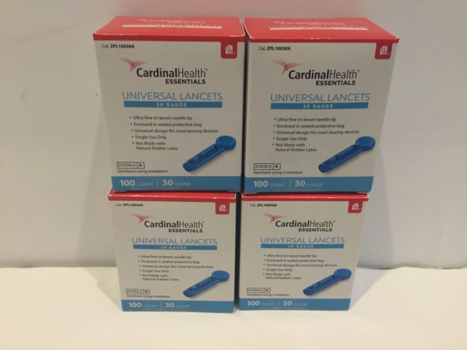 Lot of 4 Cardinal Health Essentials 30 Gauge Universal Lancets = 400ct - Sealed