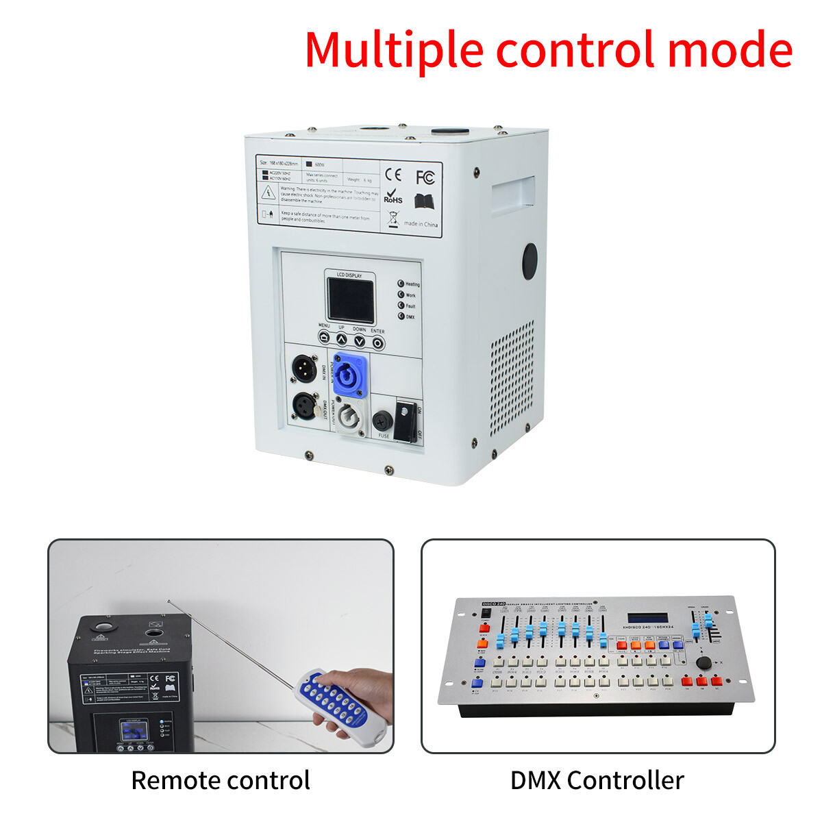 2X Cold Spark Machine DMX512 Spark Firework Machine with Flight Case White
